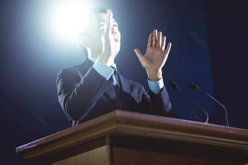 公司年会领导台上演讲者鼓掌,高清,摄影图,摄影图片,图片大全,摄影图免费下载